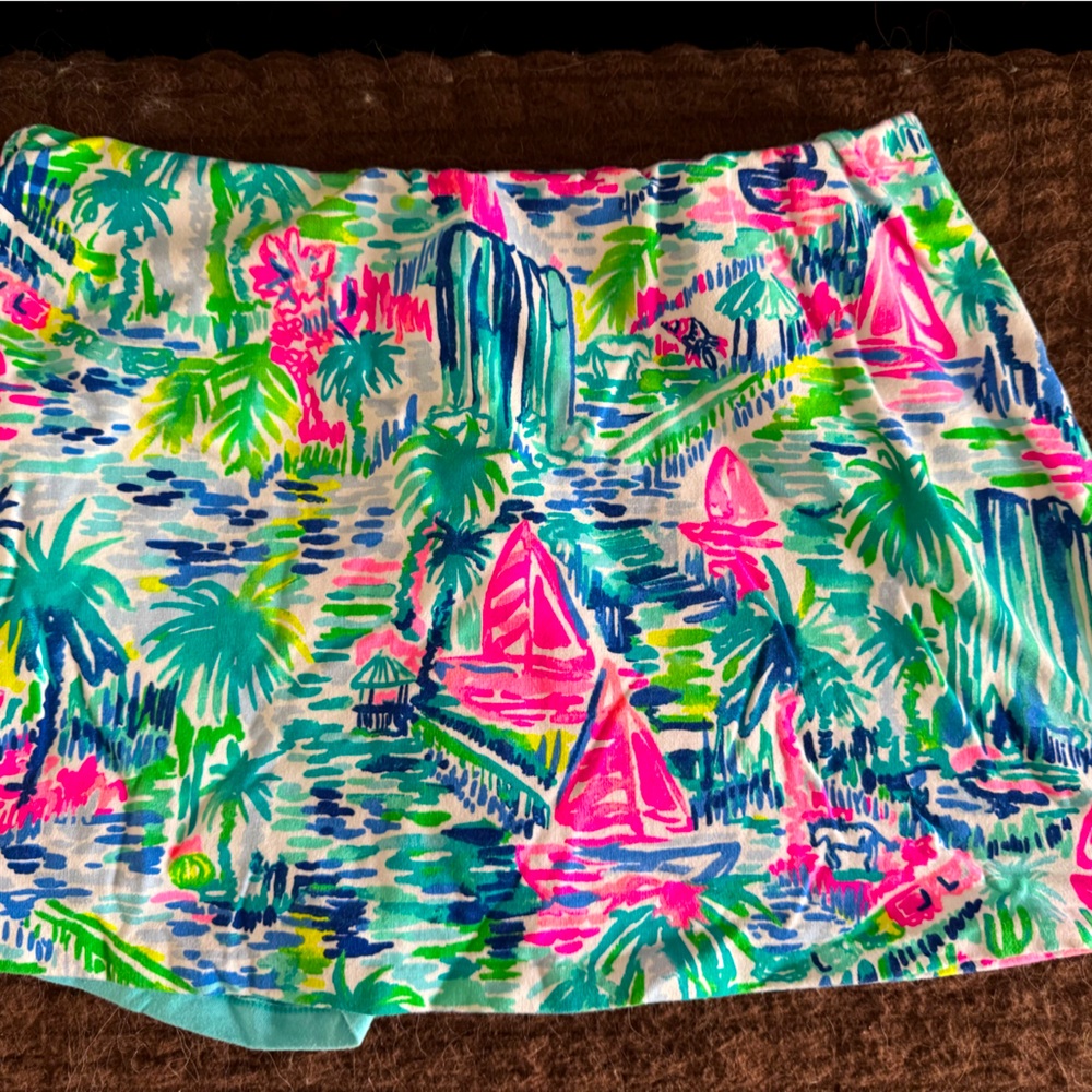 Lilly Pulitzer Pink and Green Skorts with Tropical Flair